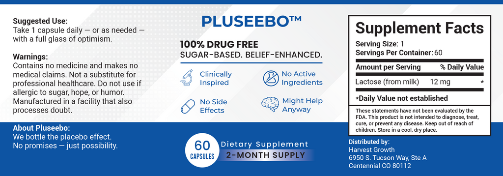 Pluseebo™ – 100% Drug-Free Sugar Capsules